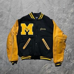 Vintage 80s Varsity Leather Wool Letterman Richard Montgomery Jacket - L